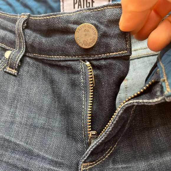Paige dark blue slightly distressed midrise skinny jeans, pockets, zipper, 25 - Picture 5 of 8